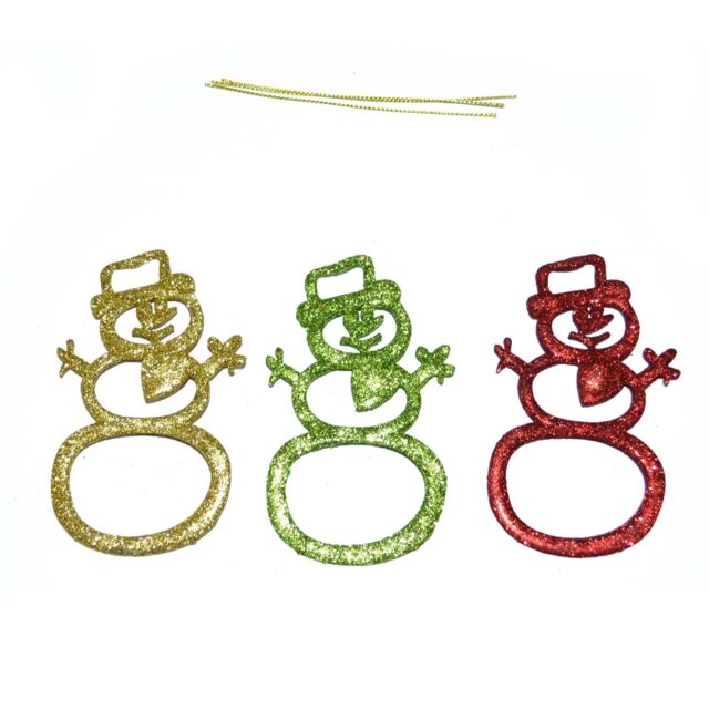 Shatchi 3pcs Glitter Snowman Christmas Tree Xmas Party Hanging Ornament Decorations - image 1