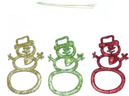 Shatchi 3pcs Glitter Snowman Christmas Tree Xmas Party Hanging Ornament Decorations - thumbnail 3
