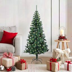Berkfield Home Artificial Pre-lit Christmas Tree Green 120 cm PVC & Metal