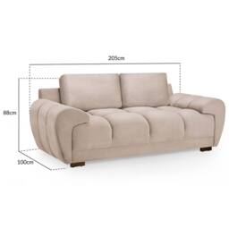 Furnishings For Less UK Zura Mocha Brown Plush Fabric Large 2 Seater Sofa Pillow Back in Light Brown - thumbnail 4