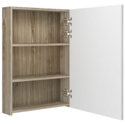 Berkfield Home LED Bathroom Mirror Cabinet White & Oak 50x13x70 cm - Size: 50 x 13 x 70 cm - thumbnail 5
