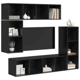 Berkfield Home Modern Wall-mounted with Storage 4 pcs Black oak Engineered wood - thumbnail 1