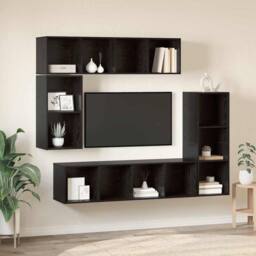 Berkfield Home Modern Wall-mounted with Storage 4 pcs Black oak Engineered wood - thumbnail 2