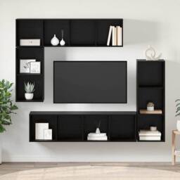 Berkfield Home Modern Wall-mounted with Storage 4 pcs Black oak Engineered wood - thumbnail 4