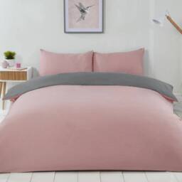 Voltico Reversible Duvet Cover Set - Double & King Sizes, 4 Colour Options in Dusty Pink - thumbnail 1