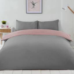 Voltico Reversible Duvet Cover Set - Double & King Sizes, 4 Colour Options in Dusty Pink - thumbnail 3