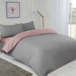 Voltico Reversible Duvet Cover Set - Double & King Sizes, 4 Colour Options in Dusty Pink - thumbnail 4
