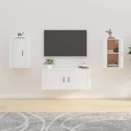 Berkfield Home Wall Mounted TV Cabinets 2 pcs High Gloss White 40x34.5x60 cm - thumbnail 2