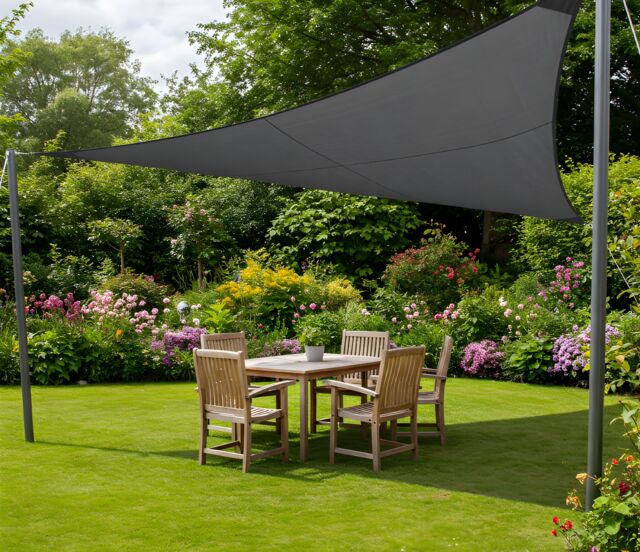 Primrose 3.6m Triangle Pro Waterproof Garden Sail Shade Canopy 98% UV Block in Charcoal - image 1