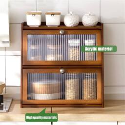 VOGREX Mini Kitchen Cabinet with Door for Countertop in Brown - thumbnail 5