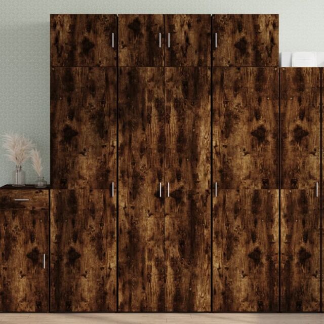 Berkfield Home Storage Cabinet Smoked Oak 70x42.5x225 cm Engineered Wood in Brown - image 1