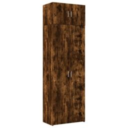 Berkfield Home Storage Cabinet Smoked Oak 70x42.5x225 cm Engineered Wood in Brown - thumbnail 2