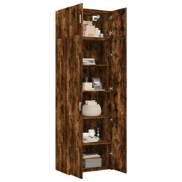 Berkfield Home Storage Cabinet Smoked Oak 70x42.5x225 cm Engineered Wood in Brown - thumbnail 3