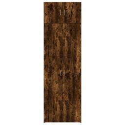 Berkfield Home Storage Cabinet Smoked Oak 70x42.5x225 cm Engineered Wood in Brown - thumbnail 4