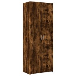 Berkfield Home Storage Cabinet Smoked Oak 70x42.5x225 cm Engineered Wood in Brown - thumbnail 6