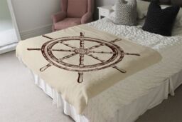 Benjamin Tate Design Ship Wheel Blanket in Natural - Size: 120 cm x 150 cm - thumbnail 3