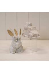 KDMD Glazed Ceramic Car Carrying Eggs Ornament with Textured Detail in Cream - thumbnail 2