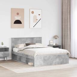 Berkfield Home Bed Frame with Headboard Concerte 140 x 200 cm Solid Pine Wood in Grey - thumbnail 3