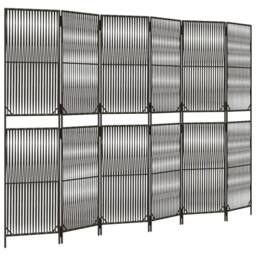 Berkfield Home Room Divider 6 Panels Grey Poly Rattan