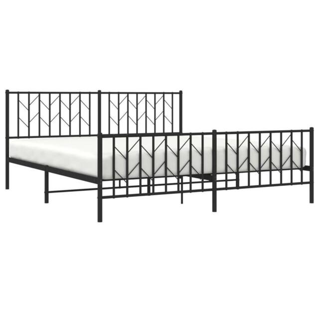 Berkfield Home Metal Bed Frame without Mattress with Footboard Black 183x213cm - Size: 183x213 cm - image 1