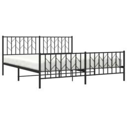 Berkfield Home Metal Bed Frame without Mattress with Footboard Black 183x213cm - Size: 183x213 cm - thumbnail 1