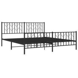 Berkfield Home Metal Bed Frame without Mattress with Footboard Black 183x213cm - Size: 183x213 cm - thumbnail 4