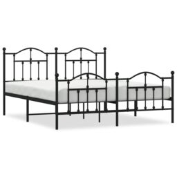 Berkfield Home Metal Bed Frame with Headboard & Footboard Black 183x213 cm - thumbnail 2