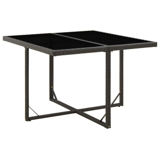 Berkfield Home Garden Table Black 109x107x74 cm Poly Rattan & Glass - Size: 109 x 107 x 74 cm - image 1