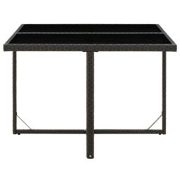 Berkfield Home Garden Table Black 109x107x74 cm Poly Rattan & Glass - Size: 109 x 107 x 74 cm - thumbnail 3