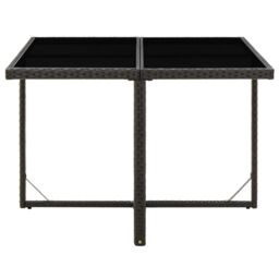 Berkfield Home Garden Table Black 109x107x74 cm Poly Rattan & Glass - Size: 109 x 107 x 74 cm - thumbnail 2