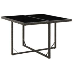 Berkfield Home Garden Table Black 109x107x74 cm Poly Rattan & Glass - Size: 109 x 107 x 74 cm - thumbnail 1