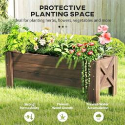 EONLION Brown-Wooden Garden Raised Bed Planter Box in Brown - Size: 100g - thumbnail 3