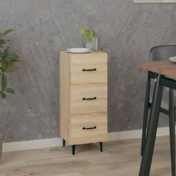 Berkfield Home Sideboard Sonoma Oak 34.5x34x90 cm Engineered Wood in Light Tan - thumbnail 2