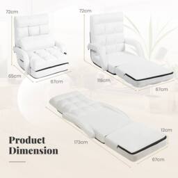 Costway 6-Position Floor Chair Comfy Padded Chaise Lounge Chair Lazy Chair in White - thumbnail 2