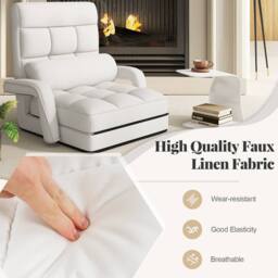 Costway 6-Position Floor Chair Comfy Padded Chaise Lounge Chair Lazy Chair in White - thumbnail 6