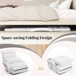 Costway 6-Position Floor Chair Comfy Padded Chaise Lounge Chair Lazy Chair in White - thumbnail 7