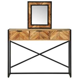 Berkfield Home Dressing Table with Mirror 100x40x120 cm Solid Wood Acacia in Brown - Size: 100 x 40 x 120 cm - thumbnail 5
