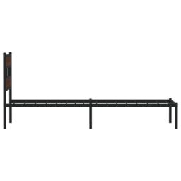 Berkfield Home Bed Frame without Mattress with Headboard Brown Oak 90x190 cm Single - thumbnail 5