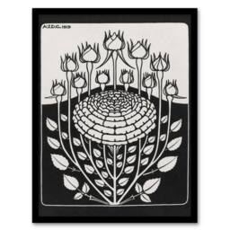 "Artery8 Rose Bush Flowers Vintage Floral Vintage Framed Wall Art Print Graag in Black - Size: W12"" x H16""" - thumbnail 1