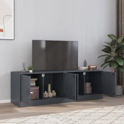 Berkfield Home TV Cabinets 2 pcs Anthracite 67x39x44 cm Steel in Black - Size: 67 x 39 x 44 cm
