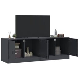 Berkfield Home TV Cabinets 2 pcs Anthracite 67x39x44 cm Steel in Black - Size: 67 x 39 x 44 cm - thumbnail 3