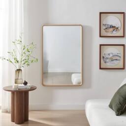 FurnitureboxUK Rowena Oak Wood Large 120x80cm Rectangle Wall Mirror in Light Brown - Size: 120x80 cm - thumbnail 2