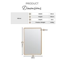 FurnitureboxUK Rowena Oak Wood Large 120x80cm Rectangle Wall Mirror in Light Brown - Size: 120x80 cm - thumbnail 9