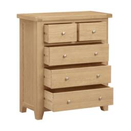 Home Source Solid Wooden Storage Chest 5 Drawer Bedroom Clothing Storage Organiser in Light Oak - thumbnail 5