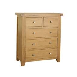 Home Source Solid Wooden Storage Chest 5 Drawer Bedroom Clothing Storage Organiser in Light Oak - thumbnail 8