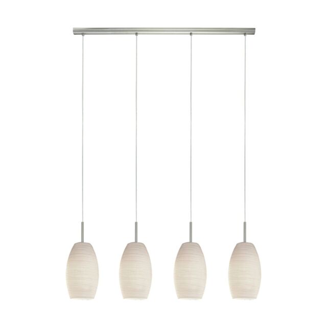 Loops Pendant Light Satin Nickel Shade White Glass Wiping Technique Bulb E27 4x40W in Metallics - image 1