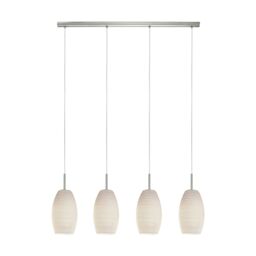 Loops Pendant Light Satin Nickel Shade White Glass Wiping Technique Bulb E27 4x40W in Metallics - thumbnail 1