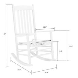 FORGEVIO Outdoor Wood Rocking Chair with Backrest in White - thumbnail 3