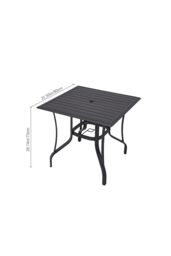 Living and Home Garden Metal Slatted Coffee Table with 4 Foldable Chairs in Black - Size: Large - thumbnail 5
