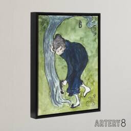 "Artery8 The False Step Watercolour Painting Bonnard Black Framed Canvas Art in Green - Size: W12"" x H16""" - thumbnail 2